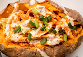 (Fresh) Buffalo Chicken Stuffed Sweet Potato